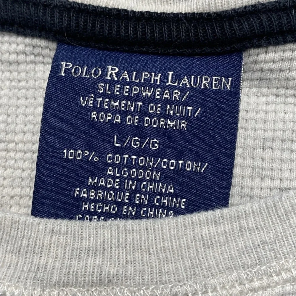 Polo Ralph Lauren Sleepwear Shirt Mens Large Gray Waffle Crewneck Pajama Top - Picture 3 of 8